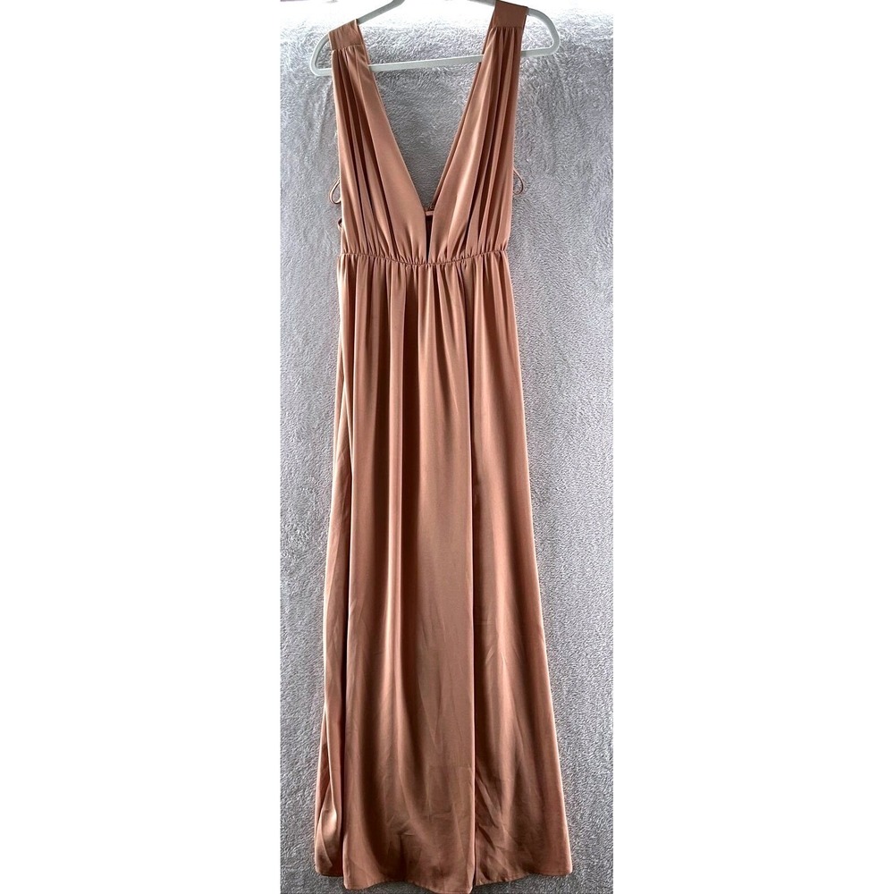 Charme U Jumpsuit Womens Medium Blush Pink Maxi Criss Cross Open Sides Beachy